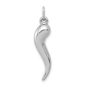 14k White Gold Italian Horn Charm - (A86-210) 14k White Gold Italian Horn Charm - (A86-210)