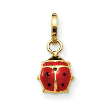 14K Yellow Gold Enameled Ladybug Charm - (A86-549) 14K Yellow Gold Enameled Ladybug Charm - (A86-549)