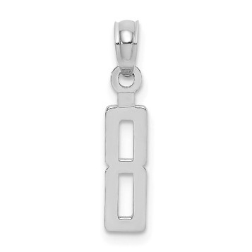 10K White Gold Number 8 Block Charm Pendant - (A88-742) 10K White Gold Number 8 Block Charm Pendant - (A88-742)