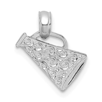 14K White Gold Megaphone With Handle Pendant - (A89-654)