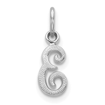14K White Gold Initial Letter E Charm Pendant - (A98-485)
