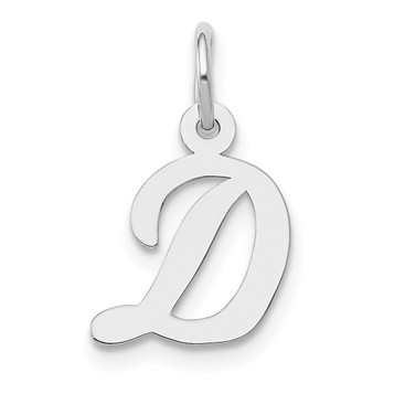 14K White Gold Small Script Initial Letter D Charm Pendant - (B11-843)