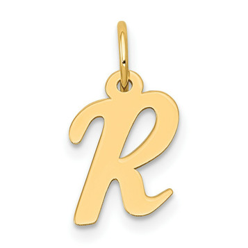 14K Yellow Gold Small Script Initial Letter R Charm Pendant - (B11-950) 14K Yellow Gold Small Script Initial Letter R Charm Pendant - (B11-950)