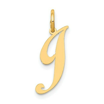 14K Yellow Gold Small Fancy Script Initial Letter J Charm - (B13-368)