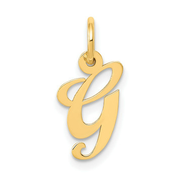 14K Yellow Gold Small Fancy Script Initial Letter G Charm - (B13-391)
