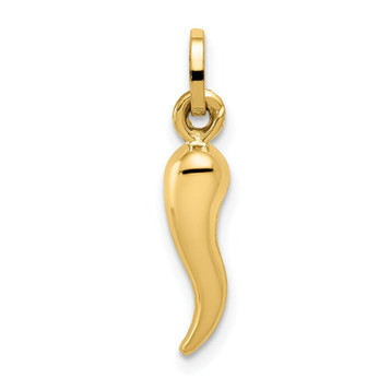 14K Yellow Gold Hollow Italian Horn Charm - (B13-445) 14K Yellow Gold Hollow Italian Horn Charm - (B13-445)