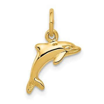 14K Yellow Gold Dolphin Pendant - (A83-628)