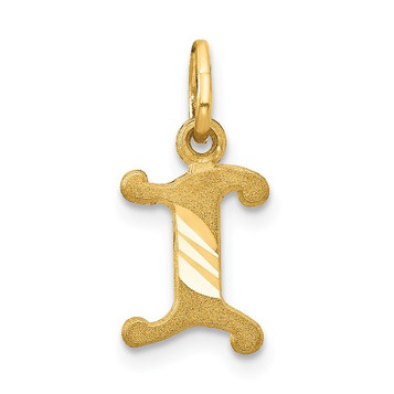 14K Yellow Gold Initial Letter I Charm Pendant - (A83-736)