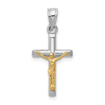 14K Two-tone Gold Hollow Crucifix Charm - (A84-518) 14K Two-tone Gold Hollow Crucifix Charm - (A84-518)