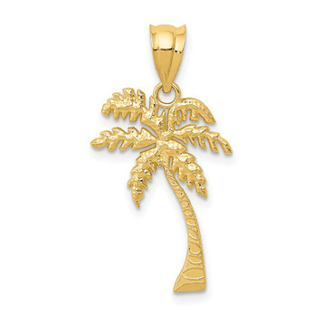 14K Yellow Gold Mini Palm Tree Pendant - (A85-455)