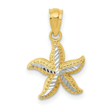 14k Two-tone Gold Diamond-cut Starfish Pendant - (A86-158) 14k Two-tone Gold Diamond-cut Starfish Pendant - (A86-158)