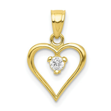 10K Yellow Gold CZ Heart Charm - (A86-649) 10K Yellow Gold CZ Heart Charm - (A86-649)
