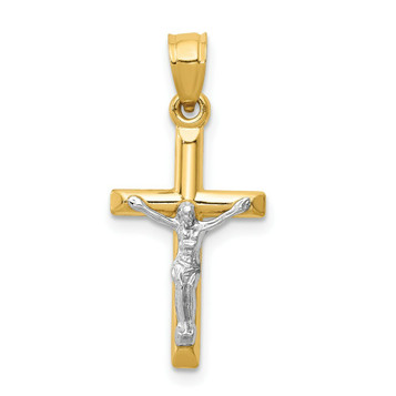 14K Two-tone Gold Hollow Crucifix Charm - (A86-948) 14K Two-tone Gold Hollow Crucifix Charm - (A86-948)