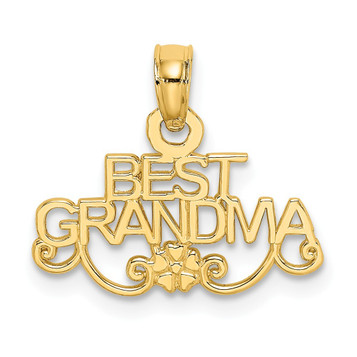 14K Yellow Gold Best Grandma With Flower Charm Pendant - (A89-849) 14K Yellow Gold Best Grandma With Flower Charm Pendant - (A89-849)