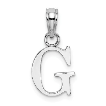 14K White Gold Polished G Block Initial Charm Pendant - (A90-567)