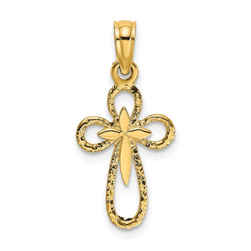 14K Yellow Gold Cutout Cross With Small Interior Cross Charm Pendant - (A93-320) 14K Yellow Gold Cutout Cross With Small Interior Cross Charm Pendant - (A93-320)