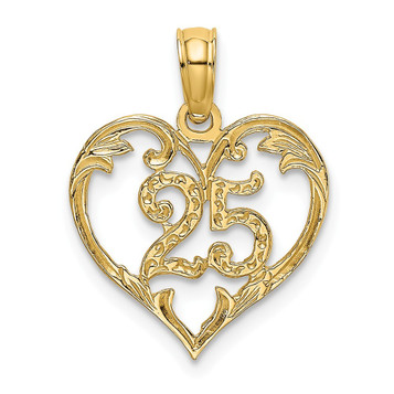 14K Yellow Gold 70 Inside Heart Charm Pendant - (A93-578