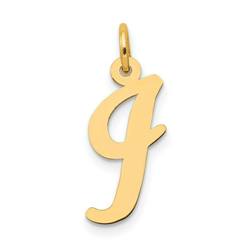 14K Yellow Gold Medium Script Initial Letter I Charm Pendant - (B11-963)
