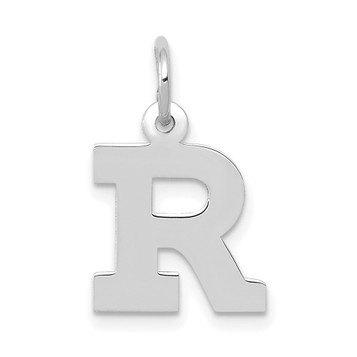 14K White Gold Small Block Initial Letter R Charm Pendant - (B13-169) 14K White Gold Small Block Initial Letter R Charm Pendant - (B13-169)