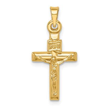 14K Yellow Gold Hollow Crucifix Pendant - (B14-675)