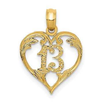 14K Yellow Gold 13 In Heart Cutout Pendant - (A83-355) 14K Yellow Gold 13 In Heart Cutout Pendant - (A83-355)
