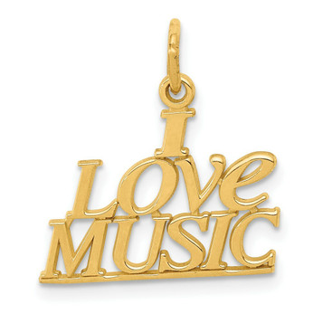 14K Yellow Gold I Love Music Charm - (A83-617)