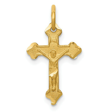 14K Yellow Gold INRI Diamond-cut Crucifix Charm - (A83-819) 14K Yellow Gold INRI Diamond-cut Crucifix Charm - (A83-819)