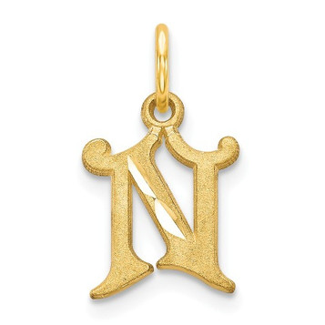 14K Yellow Gold Initial Letter N Charm Pendant - (A83-857)
