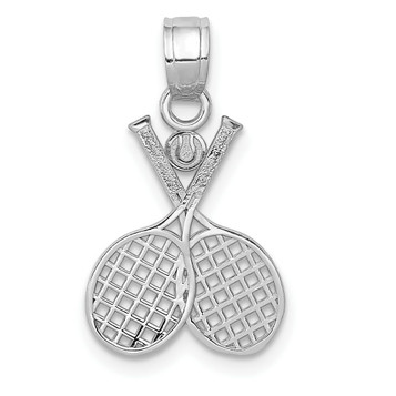 14K White Gold Double Tennis Racquet Charm - (A85-332) 14K White Gold Double Tennis Racquet Charm - (A85-332)
