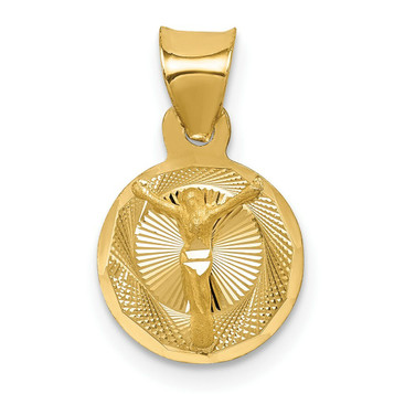 14K Yellow Gold Polished & Diamond-cut Corpus Circle Pendant 17mm length - (A85-805) 14K Yellow Gold Polished & Diamond-cut Corpus Circle Pendant 17mm length - (A85-805)