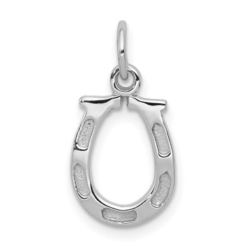 14K White Gold Solid Polished Horseshoe Charm - (A86-166)