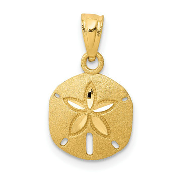 14K Yellow Gold Satin Diamond-cut Sand Dollar Pendant - (A86-229) 14K Yellow Gold Satin Diamond-cut Sand Dollar Pendant - (A86-229)