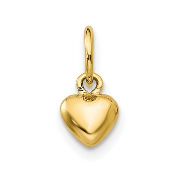 14K Yellow Gold Solid Polished Plain Puffed Heart Charm - (A86-323) 14K Yellow Gold Solid Polished Plain Puffed Heart Charm - (A86-323)