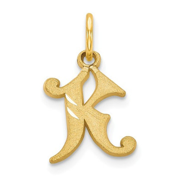 14K Yellow Gold Initial Letter K Charm Pendant - (A86-803)
