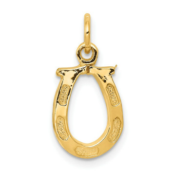 14K Yellow Gold Solid Polished Horseshoe Charm - (A87-203)
