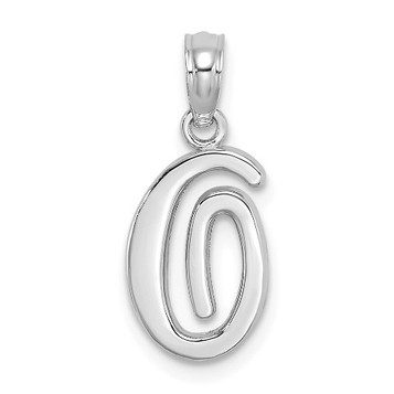 10K White Gold Polished O Script Initial Charm Pendant - (A88-416) 10K White Gold Polished O Script Initial Charm Pendant - (A88-416)
