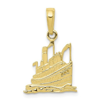 10K Yellow Gold Cruise Ship Pendant - (A88-446) 10K Yellow Gold Cruise Ship Pendant - (A88-446)