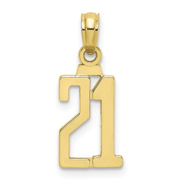 10K Yellow Gold Number 21 Pendant - (A88-766) 10K Yellow Gold Number 21 Pendant - (A88-766)