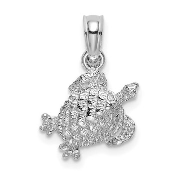 14K White Gold Textured Sea Turtle Charm Pendant - (A92-177) 14K White Gold Textured Sea Turtle Charm Pendant - (A92-177)