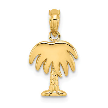 14K Yellow Gold Aloha Palm Tree Charm Pendant - (A90-522) - Roy