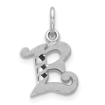 14K White Gold Diamond-cut Initial Letter E Charm Pendant - (A98-405)