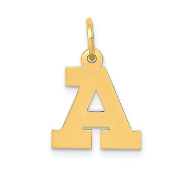 14K Yellow Gold Small Block Initial Letter A Charm Pendant - (B11-905)