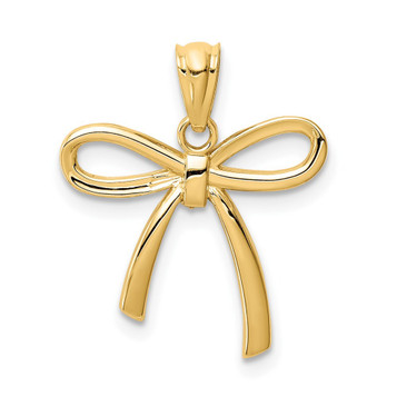 14K Yellow Gold Polished Small Ribbon Bow Pendant - (B13-160) 14K Yellow Gold Polished Small Ribbon Bow Pendant - (B13-160)