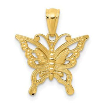 14K Yellow Gold Diamond-cut Butterfly Pendant - (B13-173) 14K Yellow Gold Diamond-cut Butterfly Pendant - (B13-173)