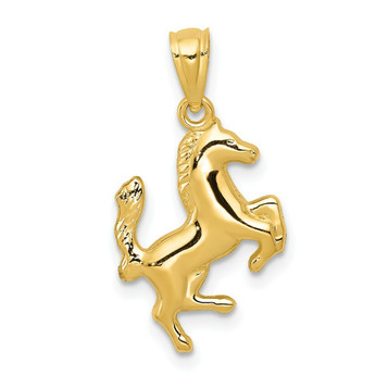 14K Yellow Gold Trotting Horse Pendant - (B13-288)