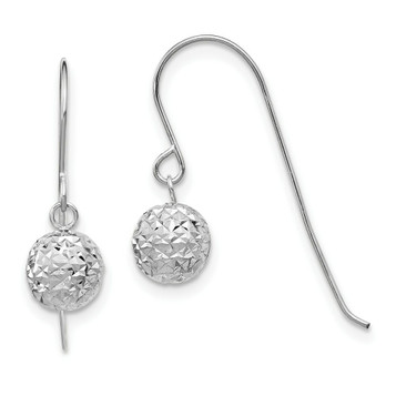 14K White Gold 6mm Diamond-cut Ball Dangle Earrings - (B42-421) 14K White Gold 6mm Diamond-cut Ball Dangle Earrings - (B42-421)
