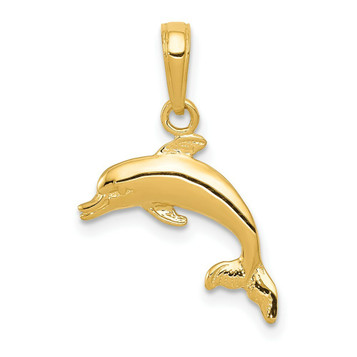 14K Yellow Gold Dolphin Jumping Pendant - (A83-211)