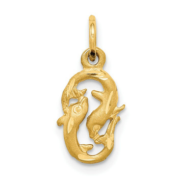 14K Yellow Gold Pisces Zodiac Charm - (A83-899) 14K Yellow Gold Pisces Zodiac Charm - (A83-899)