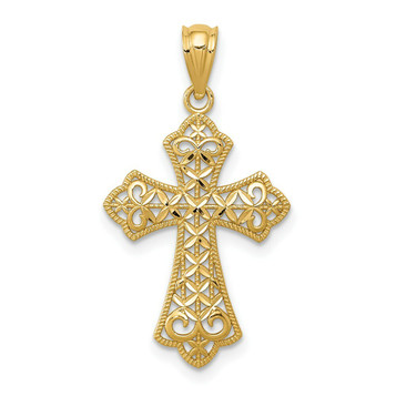 14K Yellow Gold Polished Filigree Cross Pendant - (A85-753) 14K Yellow Gold Polished Filigree Cross Pendant - (A85-753)
