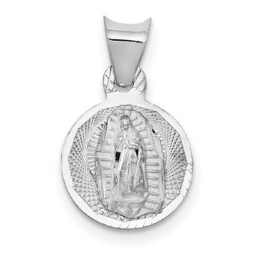 14k White Gold Our Lady of Guadalupe Circle Pendant - (A86-174) 14k White Gold Our Lady of Guadalupe Circle Pendant - (A86-174)